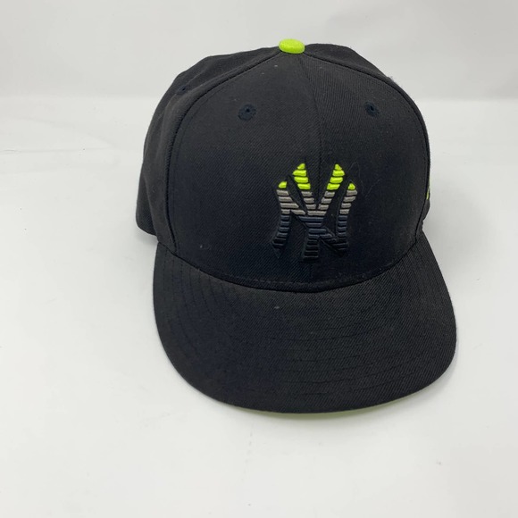 59Fifty Black‎ Yellow Gray Color Block New York Yankees Baseball Hat - Picture 1 of 5